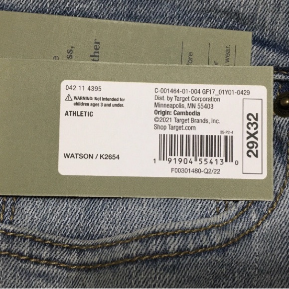 2-Pair Goodfellow & Co Mens 29 x 32 Watson Light Wash Athletic Slim Tapered Leg - Picture 8 of 11